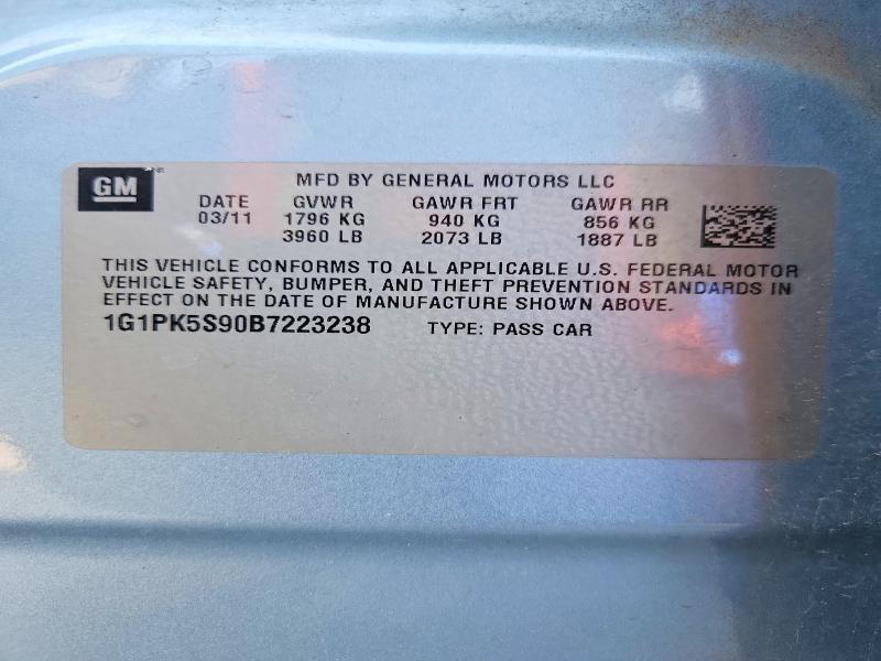 2011 Chevrolet Cruze მანქანა იყიდება აუქციონზე, vin: 1G1PK5S90B7223238, აუქციონის ნომერი: 58836886