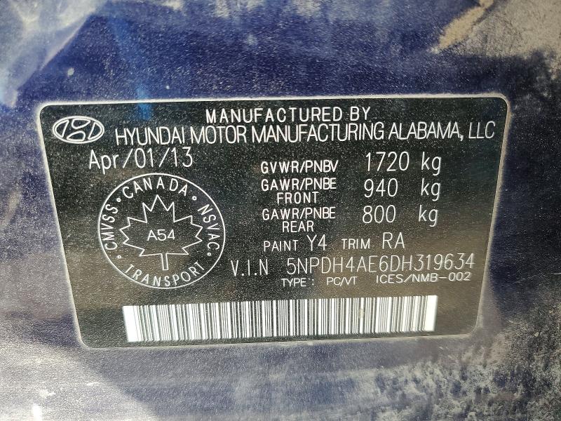 Aukcja sprzedaży 2013 Hyundai Elantra, vin: 5NPDH4AE6DH319634, numer aukcji: 57058756