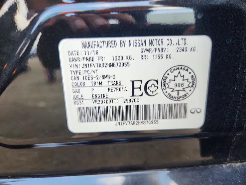 Продажа на аукционе авто 2017 Infiniti Q50, vin: JN1FV7AR2HM870955, номер лота: 57938616
