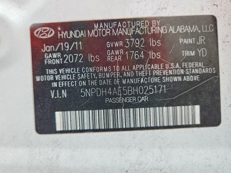 Продажа на аукционе авто 2011 Hyundai Elantra, vin: 5NPDH4AE5BH025171, номер лота: 55770756