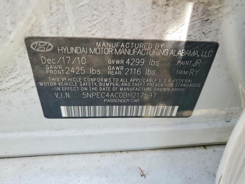 Продажа на аукционе авто 2011 Hyundai Sonata, vin: 5NPEC4AC0BH217597, номер лота: 56650066