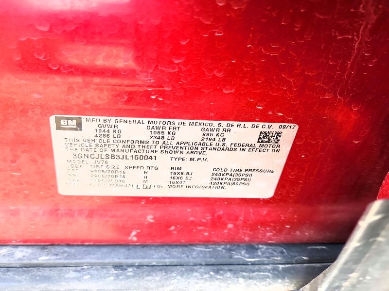 Aukcja sprzedaży 2018 Chevrolet Trax, vin: 3GNCJLSB3JL160041, numer aukcji: 57389376