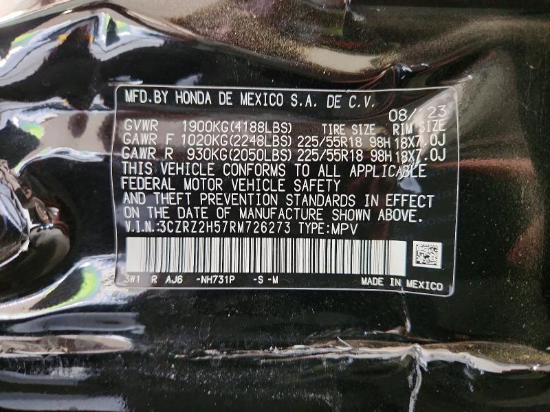 Продажа на аукционе авто 2024 Honda Hr-v, vin: 3CZRZ2H57RM726273, номер лота: 56722176