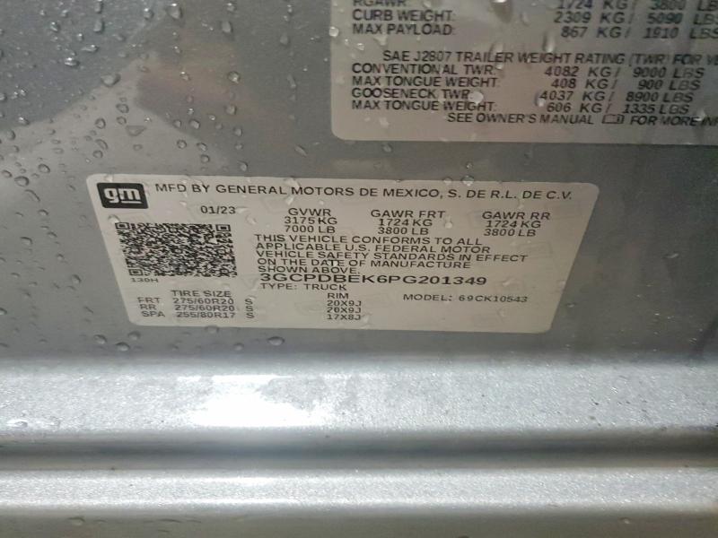 Продажа на аукционе авто 2023 Chevrolet Silverado, vin: 3GCPDBEK6PG201349, номер лота: 58050166