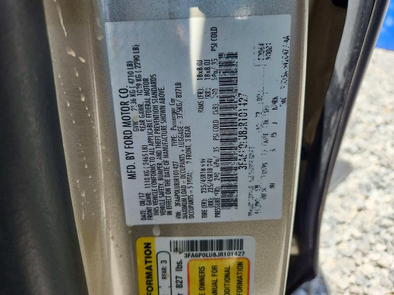 Продаж на аукціоні авто 2018 Ford Fusion, vin: 3FA6P0LU8JR101427, номер лоту: 58705606