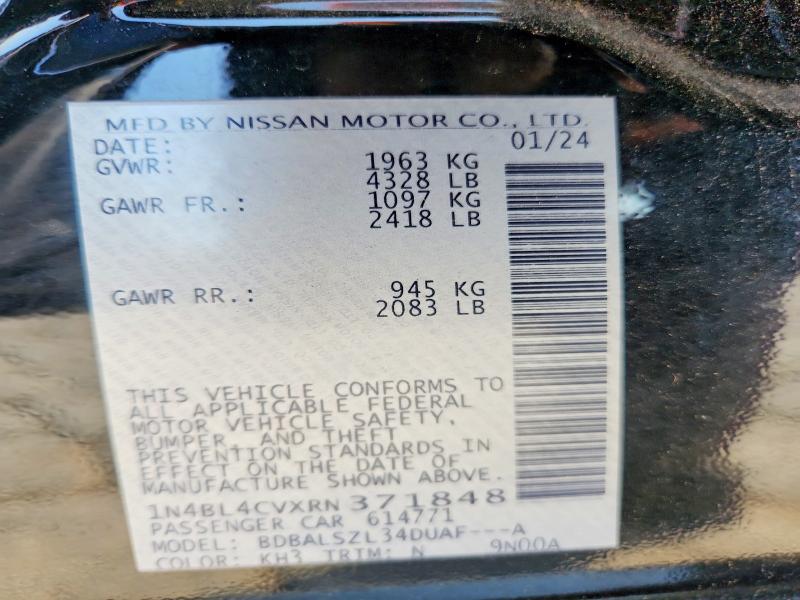 Продаж на аукціоні авто 2024 Nissan Altima, vin: 1N4BL4CVXRN371848, номер лоту: 57589546