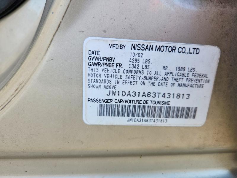 Aukcja sprzedaży 2003 Nissan Maxima, vin: JN1DA31A63T431813, numer aukcji: 55420216