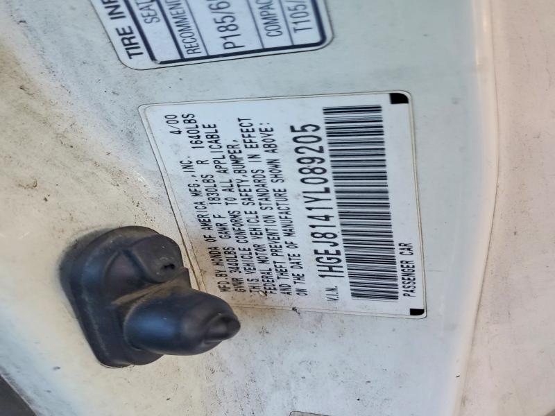 Продажа на аукционе авто 2000 Honda Civic, vin: 1HGEJ8141YL089205, номер лота: 56103396