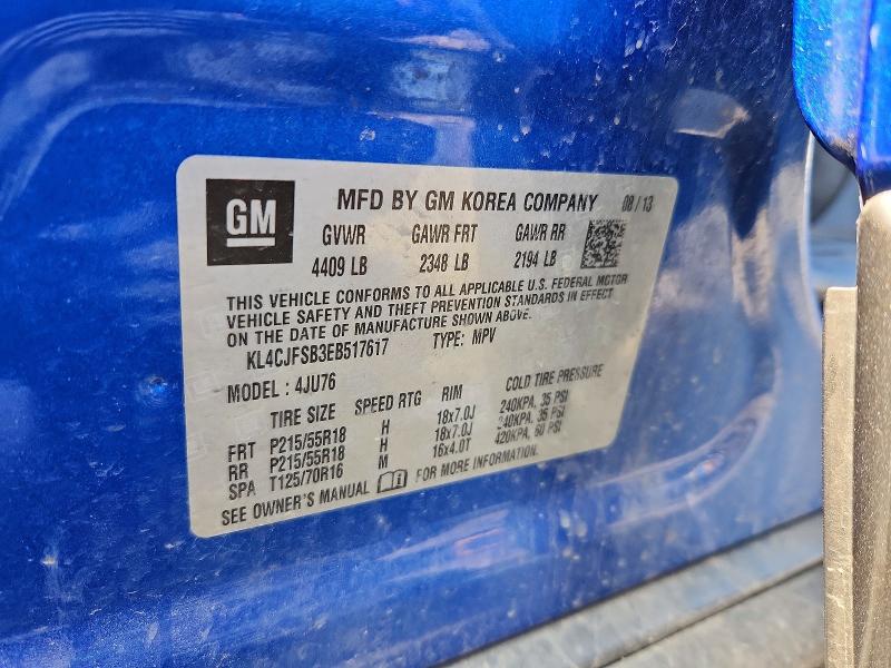 2014 Buick Encore მანქანა იყიდება აუქციონზე, vin: KL4CJFSB3EB517617, აუქციონის ნომერი: 56842566