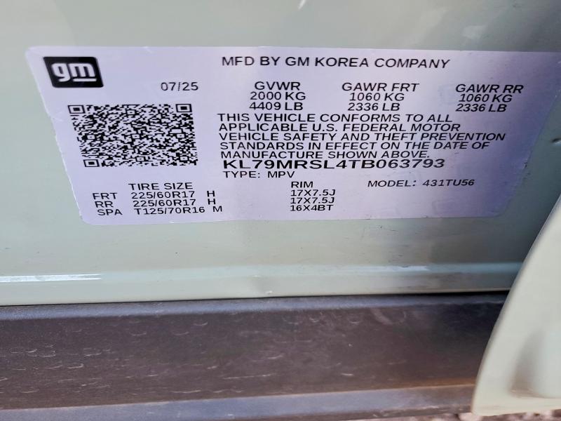 Aukcja sprzedaży 2026 Chevrolet Trailblazer, vin: KL79MRSL4TB063793, numer aukcji: 55754596