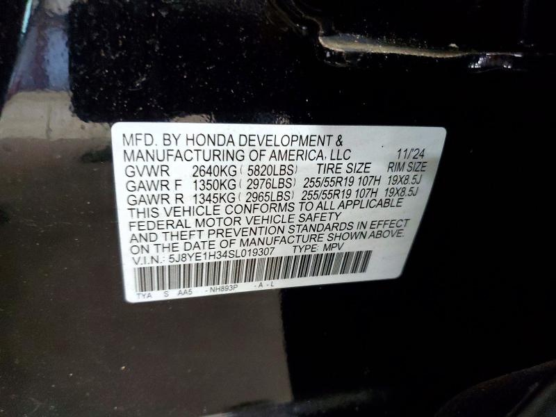 59063496 :رقم المزاد ، 5J8YE1H34SL019307 vin ، 2025 Acura Mdx مزاد بيع