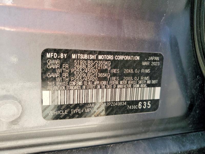 Auction sale of the 2023 Mitsubishi Outlander, vin: JA4J3UA87PZ049834, lot number: 57769216
