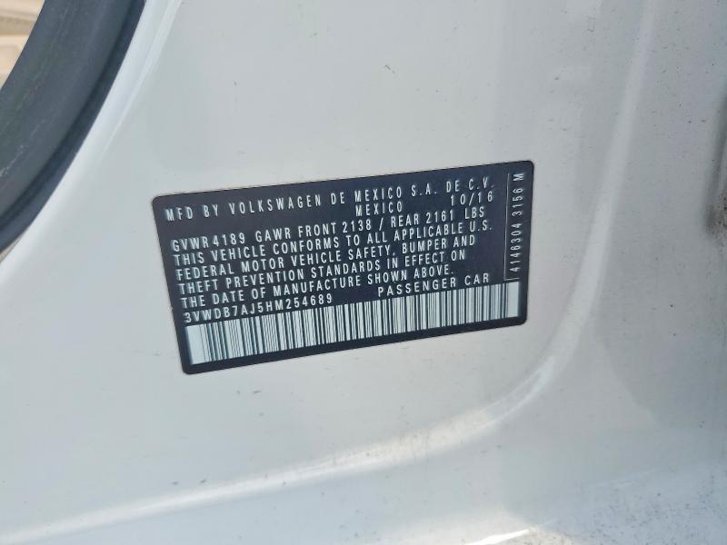 Продаж на аукціоні авто 2017 Volkswagen Jetta, vin: 3VWDB7AJ5HM254689, номер лоту: 58209956