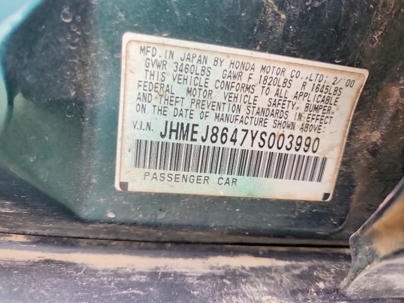 Продажа на аукционе авто 2000 Honda Civic, vin: JHMEJ8647YS003990, номер лота: 55420636