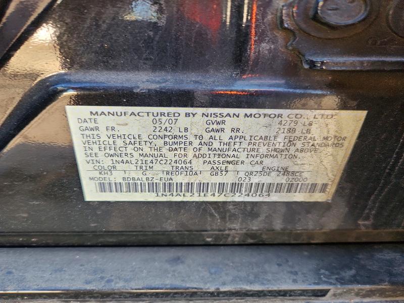 55597506 :رقم المزاد ، 1N4AL21E47C224064 vin ، 2007 Nissan Altima مزاد بيع