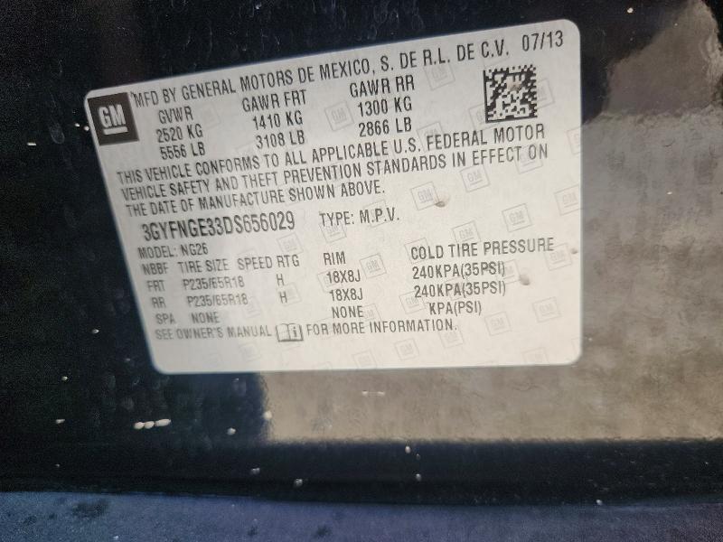 57930946 :رقم المزاد ، 3GYFNGE33DS656029 vin ، 2013 Cadillac Srx مزاد بيع