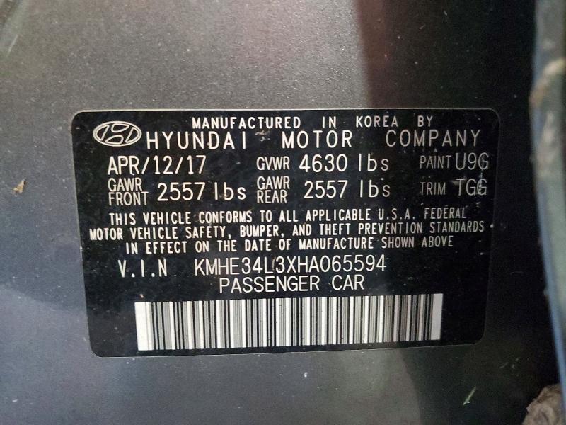Продаж на аукціоні авто 2017 Hyundai Sonata Hybrid, vin: KMHE34L3XHA065594, номер лоту: 55815736