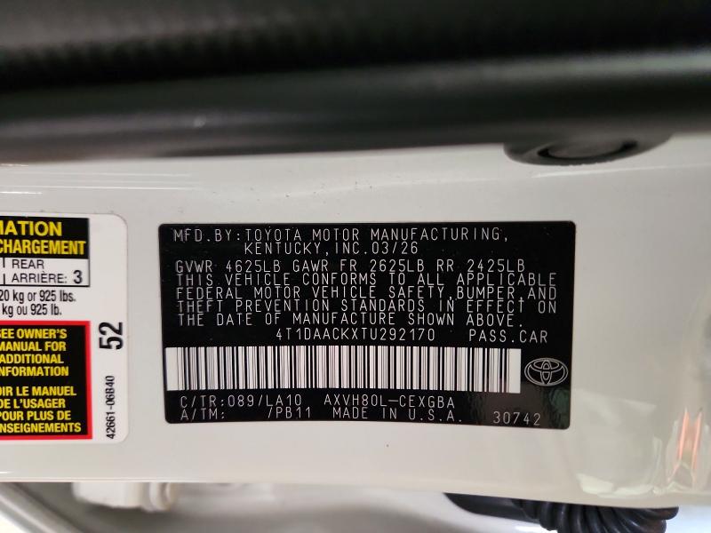 Aukcja sprzedaży 2026 Toyota Camry, vin: 4T1DAACKXTU292170, numer aukcji: 57254016
