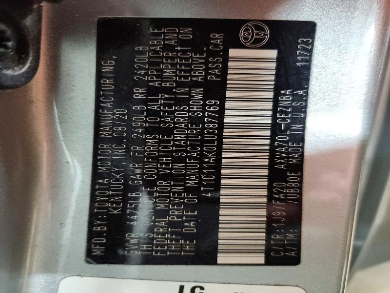 Aukcja sprzedaży 2020 Toyota Camry, vin: 4T1C11AK0LU387769, numer aukcji: 59079316