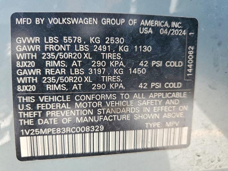 Aukcja sprzedaży 2024 Volkswagen Id.4, vin: 1V25MPE83RC008329, numer aukcji: 57255066