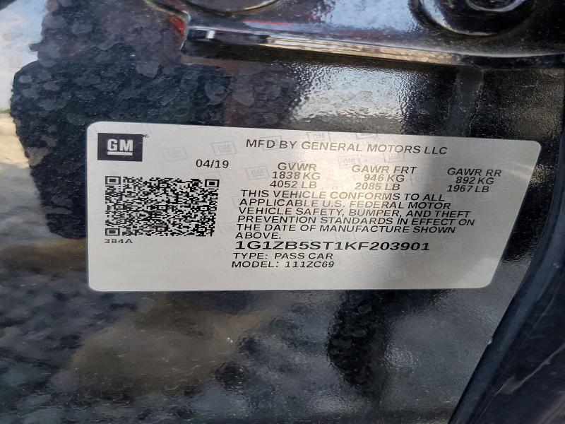 Aukcja sprzedaży 2019 Chevrolet Malibu, vin: 1G1ZB5ST1KF203901, numer aukcji: 59187056