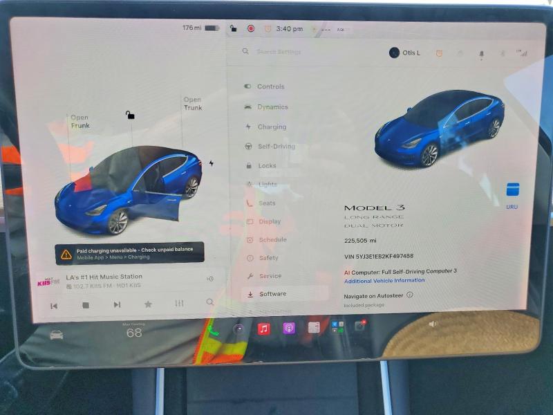 Aukcja sprzedaży 2019 Tesla Model 3, vin: 5YJ3E1EB2KF497488, numer aukcji: 58326216