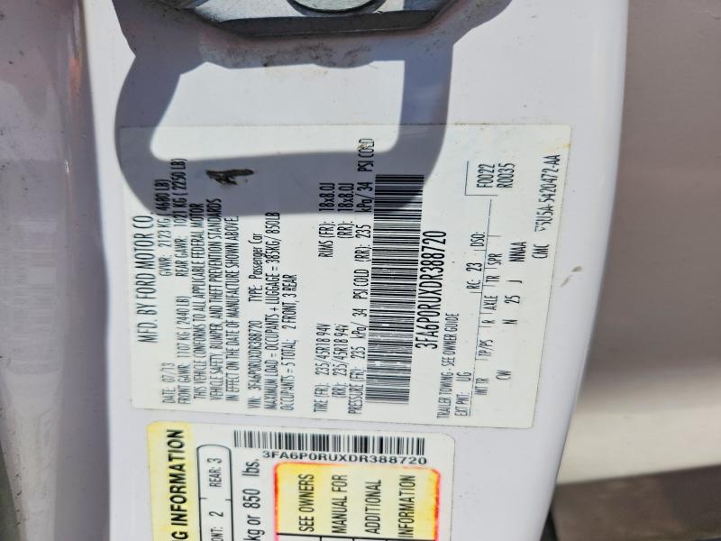 Продаж на аукціоні авто 2013 Ford Fusion, vin: 3FA6P0RUXDR388720, номер лоту: 58216106