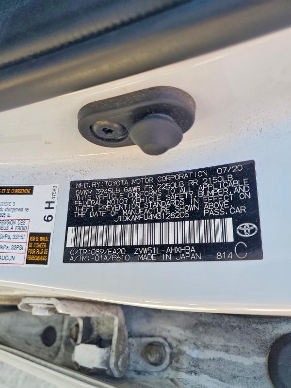 56949436 :رقم المزاد ، JTDKAMFU4M3128205 vin ، 2021 Toyota Prius مزاد بيع