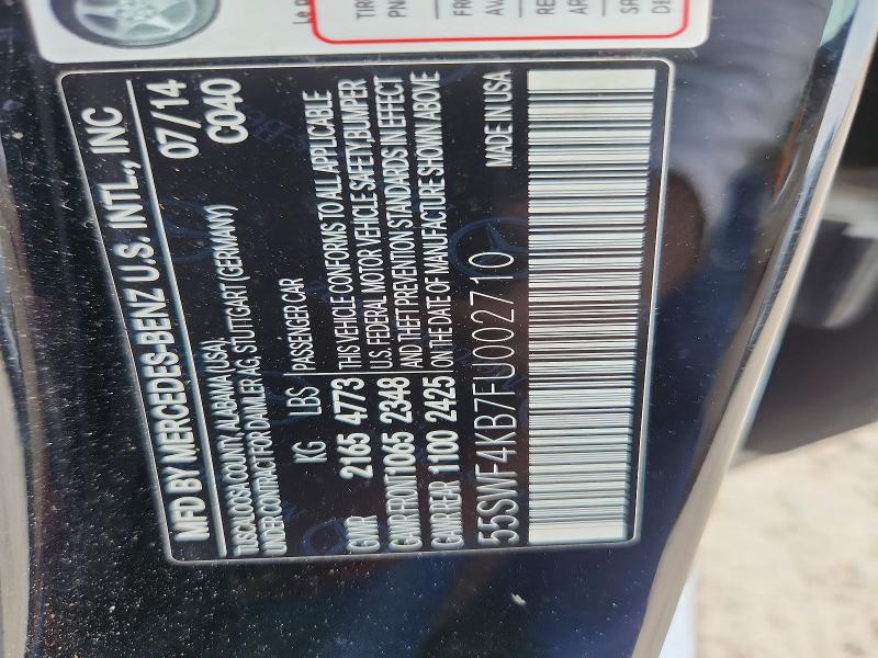 58464586 :رقم المزاد ، 55SWF4KB7FU002710 vin ، 2015 Mercedes-benz C مزاد بيع