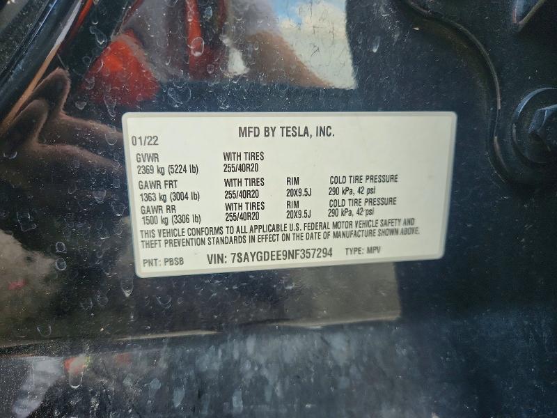 Продаж на аукціоні авто 2022 Tesla Model Y, vin: 7SAYGDEE9NF357294, номер лоту: 58555716