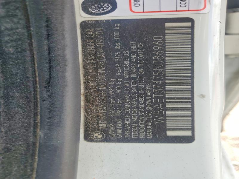 Aukcja sprzedaży 2005 Bmw 325, vin: WBAET37475NJ86960, numer aukcji: 56822746