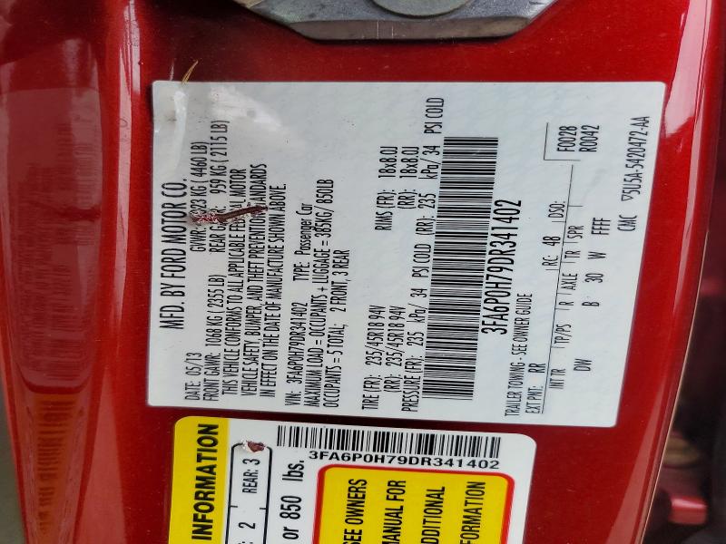 Auction sale of the 2013 Ford Fusion, vin: 3FA6P0H79DR341402, lot number: 58897956