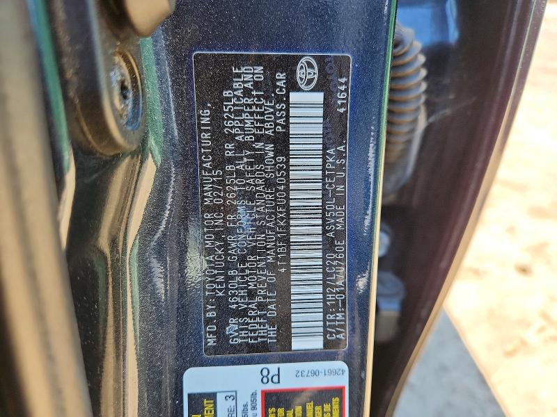 Продаж на аукціоні авто 2015 Toyota Camry, vin: 4T1BF1FKXFU040539, номер лоту: 56634596
