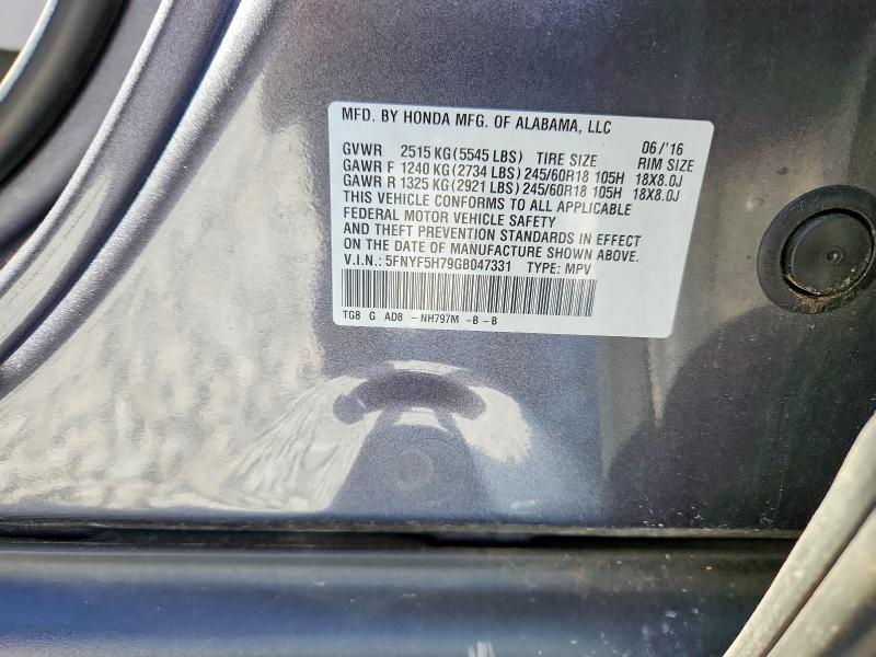 Продажа на аукционе авто 2016 Honda Pilot, vin: 5FNYF5H79GB047331, номер лота: 56121596