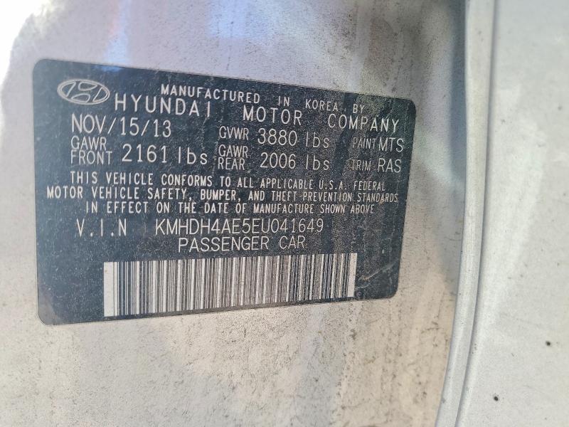 Aukcja sprzedaży 2014 Hyundai Elantra, vin: KMHDH4AE5EU041649, numer aukcji: 54865216