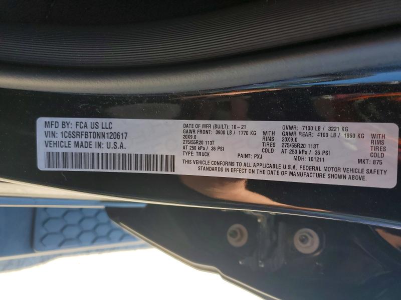 Продажа на аукционе авто 2022 Ram 1500, vin: 1C6SRFBT0NN120617, номер лота: 55519946