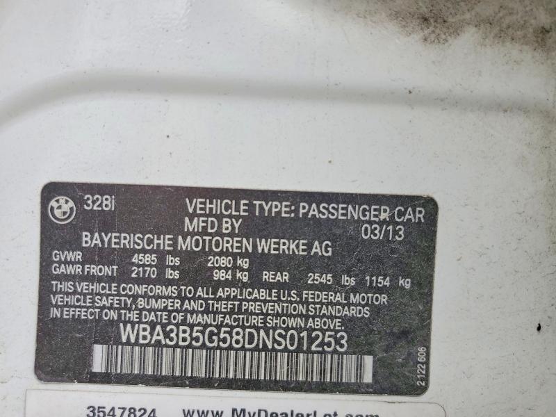 Aukcja sprzedaży 2013 Bmw 328, vin: WBA3B5G58DNS01253, numer aukcji: 55867126