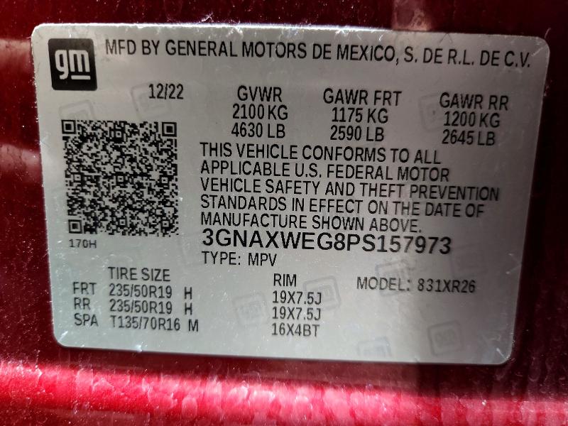 Продаж на аукціоні авто 2023 Chevrolet Equinox, vin: 3GNAXWEG8PS157973, номер лоту: 58101736