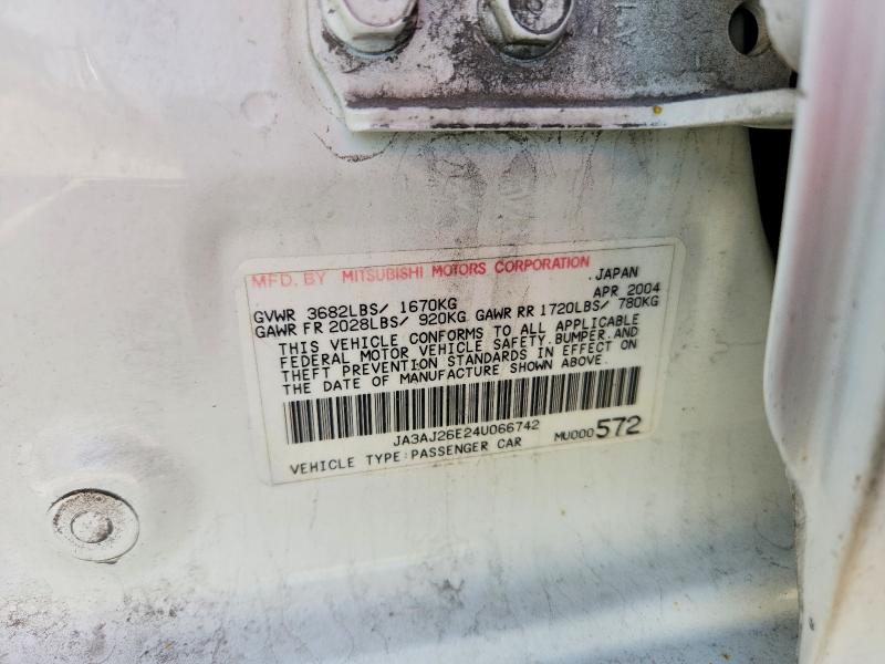 Aukcja sprzedaży 2004 Mitsubishi Lancer, vin: JA3AJ26E24U066742, numer aukcji: 55686426