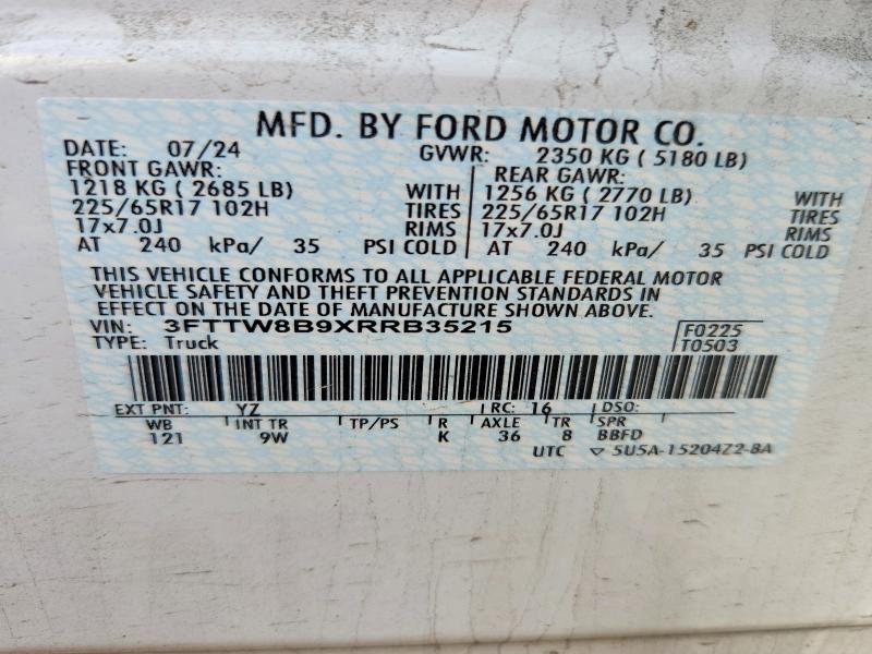 Продаж на аукціоні авто 2024 Ford Maverick, vin: 3FTTW8B9XRRB35215, номер лоту: 58192386