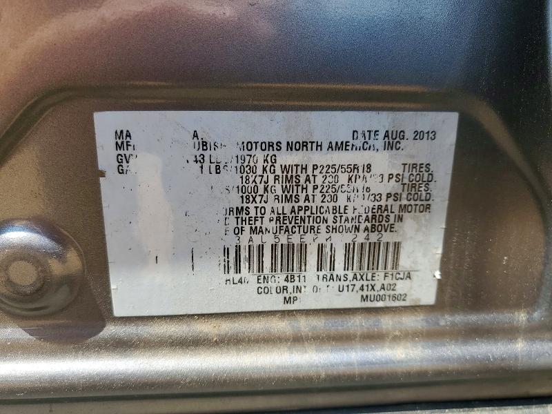 2014 Mitsubishi Outlander Sport მანქანა იყიდება აუქციონზე, vin: 4A4AP3AU5EE007242, აუქციონის ნომერი: 57503646