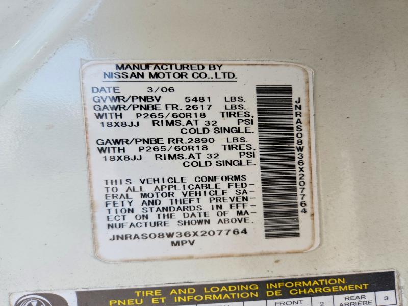 Продаж на аукціоні авто 2006 Infiniti Fx35, vin: JNRAS08W36X207764, номер лоту: 57356876
