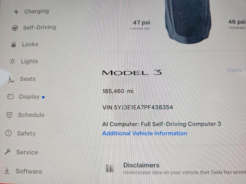 57232286 :رقم المزاد ، 5YJ3E1EA7PF438354 vin ، 2023 Tesla Model 3 مزاد بيع