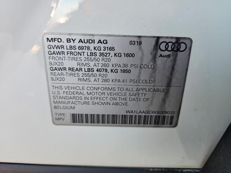 Продажа на аукционе авто 2019 Audi E-tron, vin: WA1LAAGEXKB009033, номер лота: 57530156