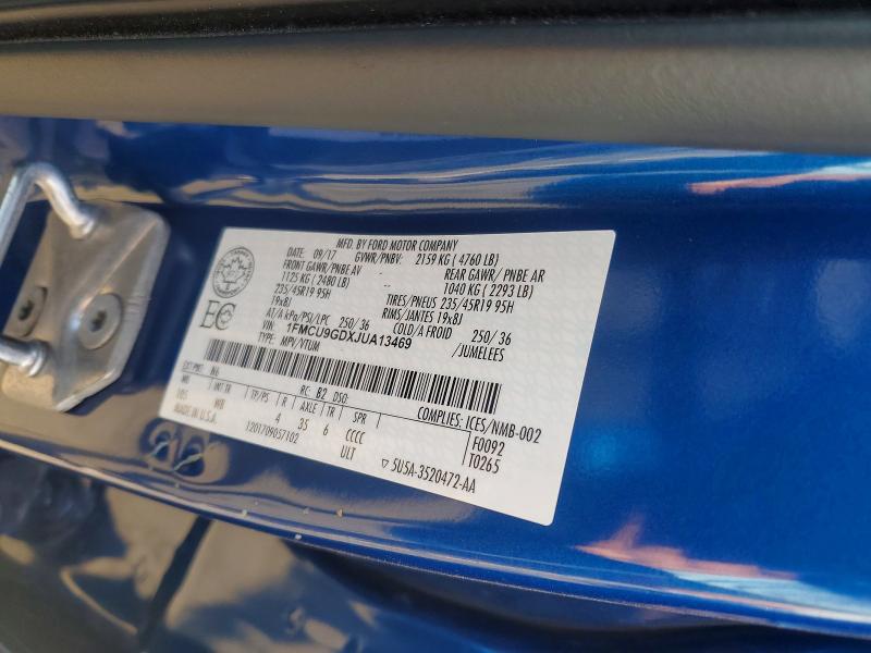58911926 :رقم المزاد ، 1FMCU9GDXJUA13469 vin ، 2018 Ford Escape مزاد بيع