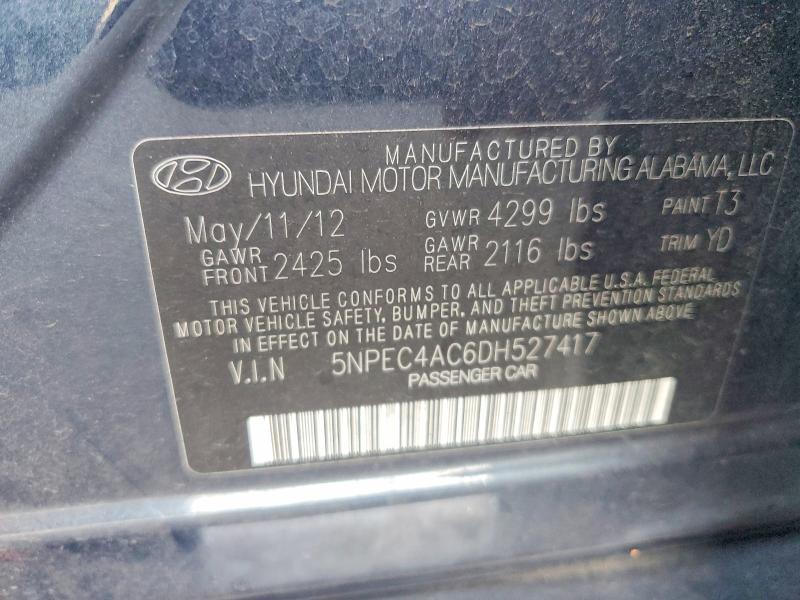 Продажа на аукционе авто 2013 Hyundai Sonata, vin: 5NPEC4AC6DH527417, номер лота: 58126176
