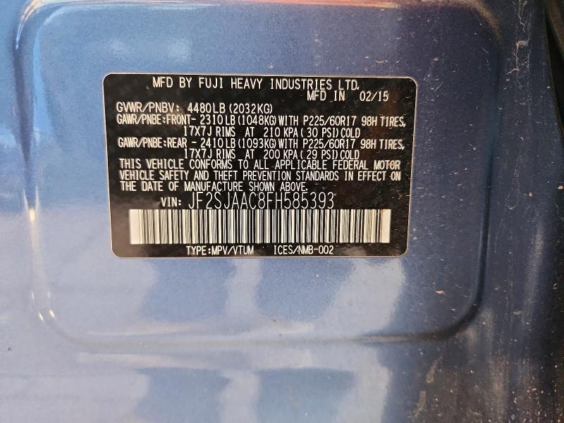 Aukcja sprzedaży 2015 Subaru Forester, vin: JF2SJAAC8FH585393, numer aukcji: 52958136