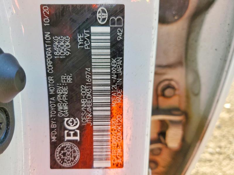 2021 Toyota Corolla მანქანა იყიდება აუქციონზე, vin: JTNK4MBE0M3116974, აუქციონის ნომერი: 58560226
