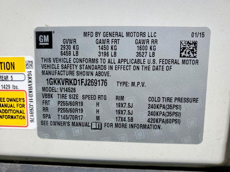 Aukcja sprzedaży 2015 Gmc Acadia, vin: 1GKKVRKD1FJ269176, numer aukcji: 54515636