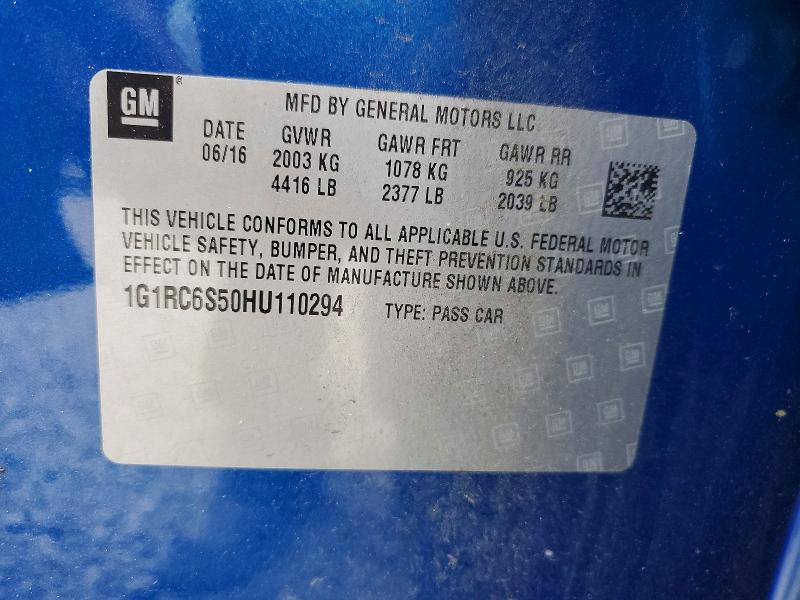 Продажа на аукционе авто 2017 Chevrolet Volt, vin: 1G1RC6S50HU110294, номер лота: 56386776
